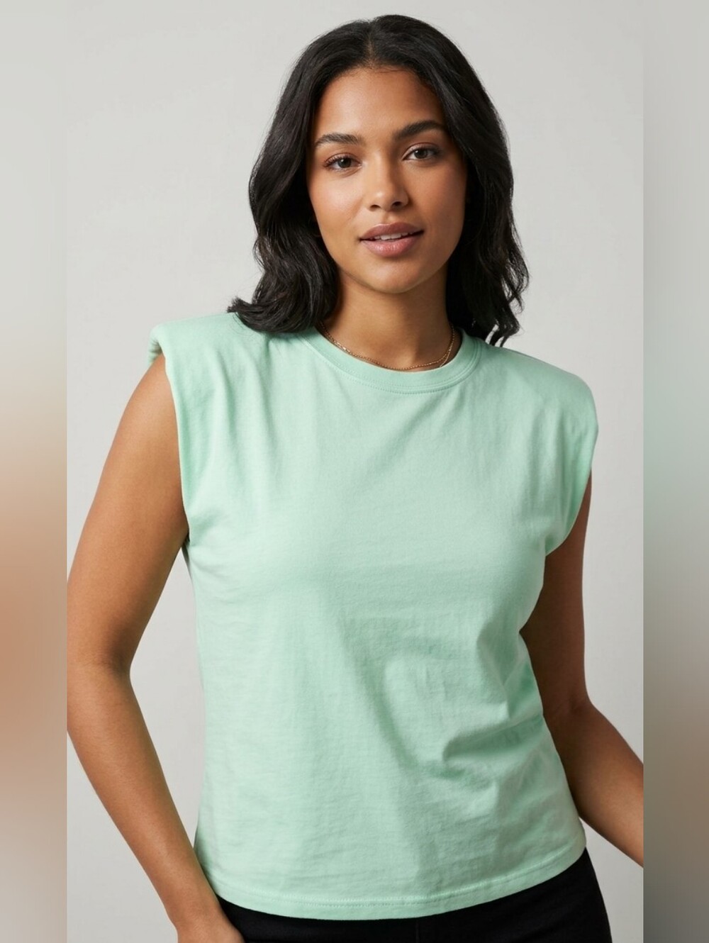 NWT- Finesse Sleeveless Padded-Shoulder Tank Top Sz S